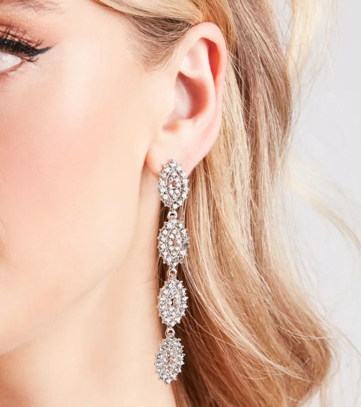 Dreamy Glamour Rhinestone Duster Earrings sold by Windsor