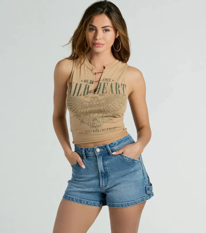 Wild Heart Cropped Graphic Tank Top sold by Windsor