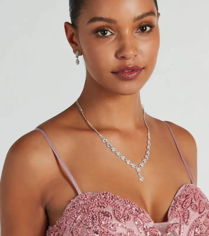 Luxury Elevated Rhinestone Necklace Earrings Set sold by Windsor