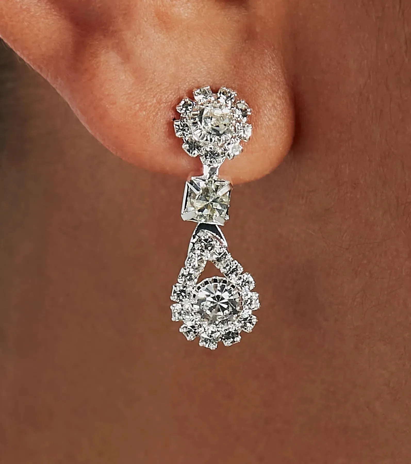 Luxury Elevated Rhinestone Necklace Earrings Set sold by Windsor product image thumbnail 2