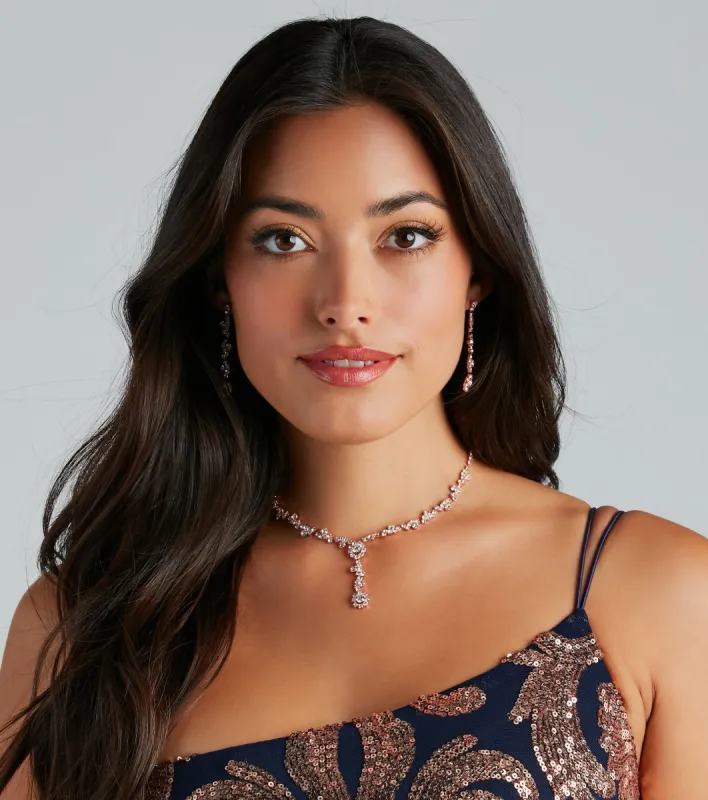 All That Glam Rhinestone Necklace And Earrings Set sold by Windsor