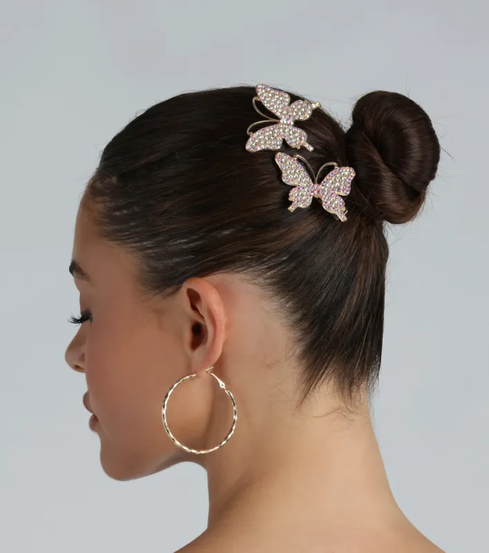 Everlasting Glamour Rhinestone Butterfly Barrette Set sold by Windsor