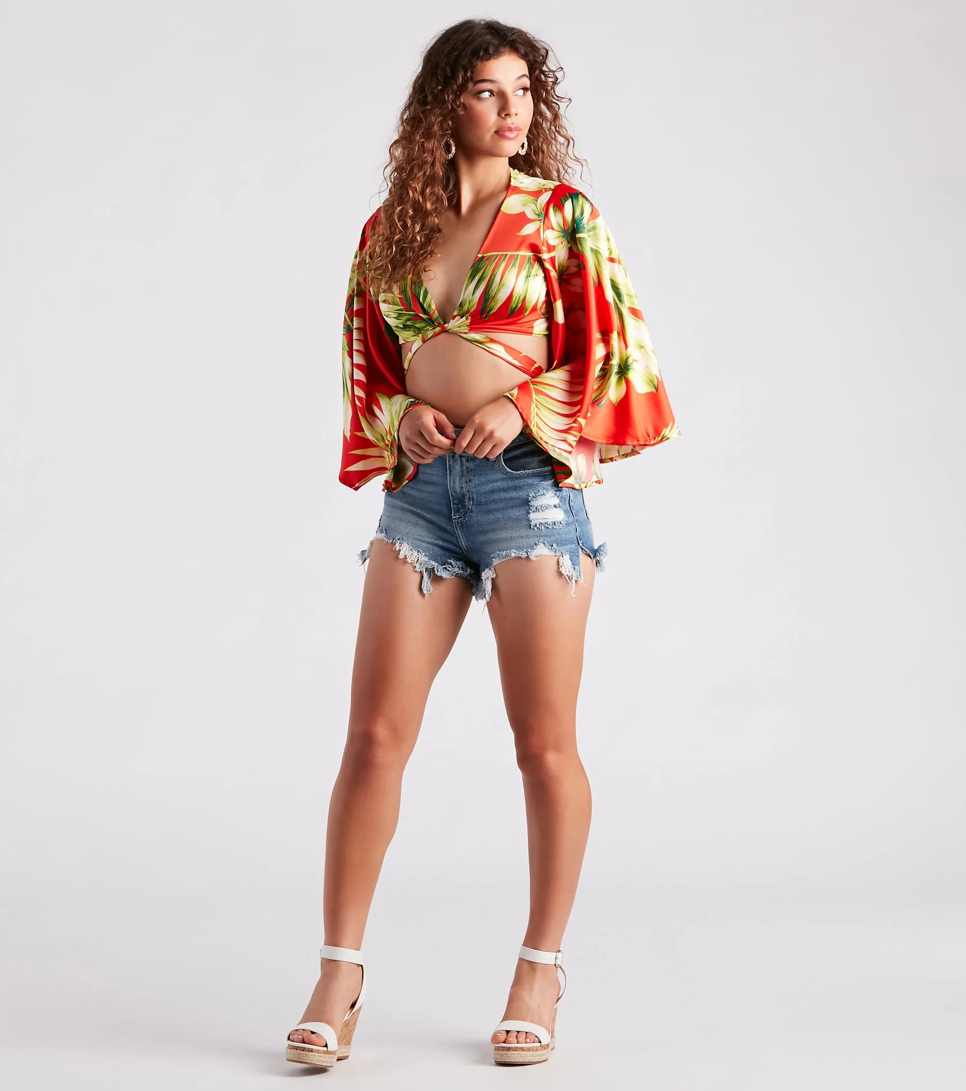 Cancun Chica Tropical Satin Tie Front Top sold by Windsor product image thumbnail 3
