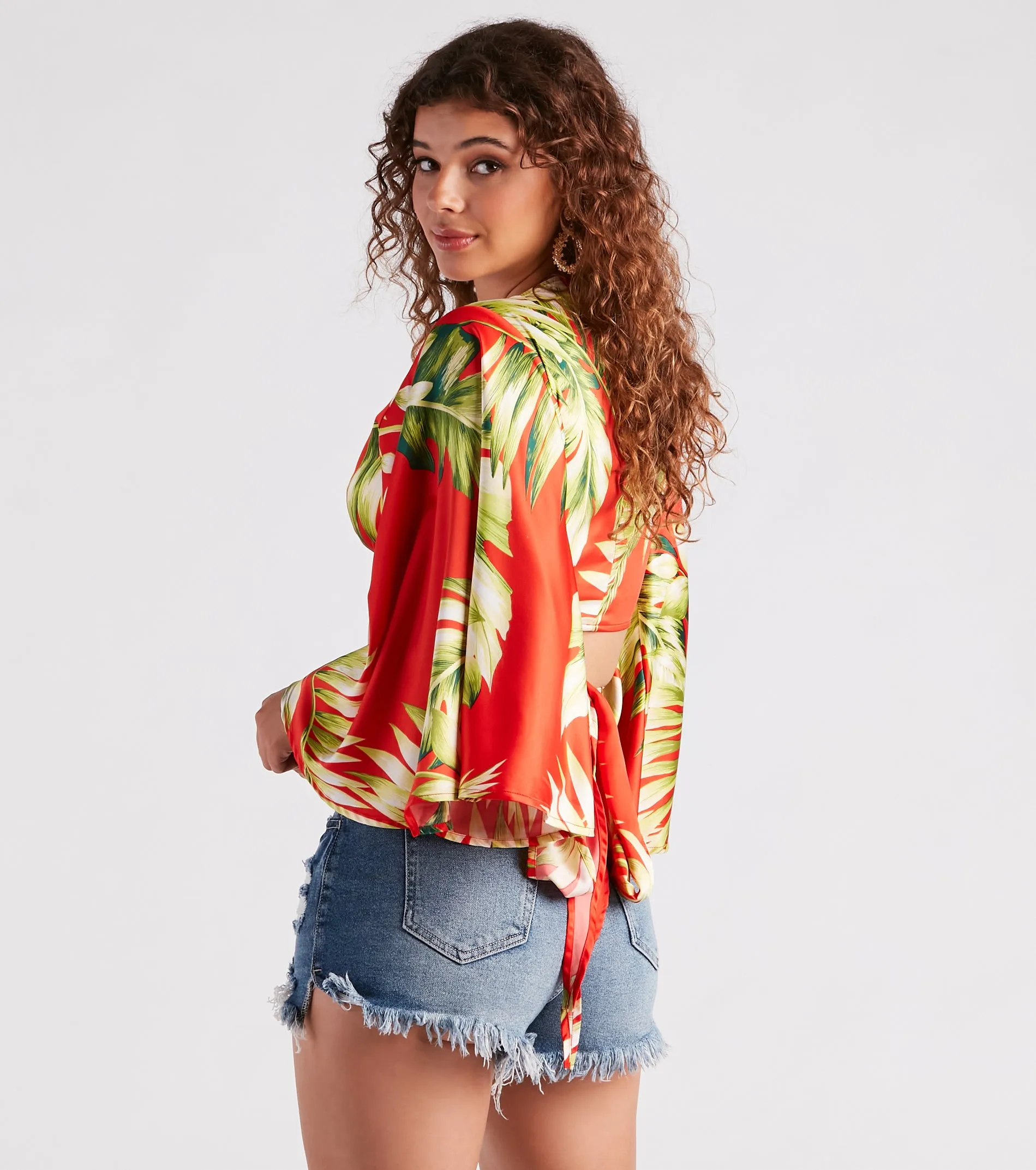 Cancun Chica Tropical Satin Tie Front Top sold by Windsor product image thumbnail 2