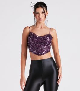 Striking In Sequin Open Back Top sold by Windsor