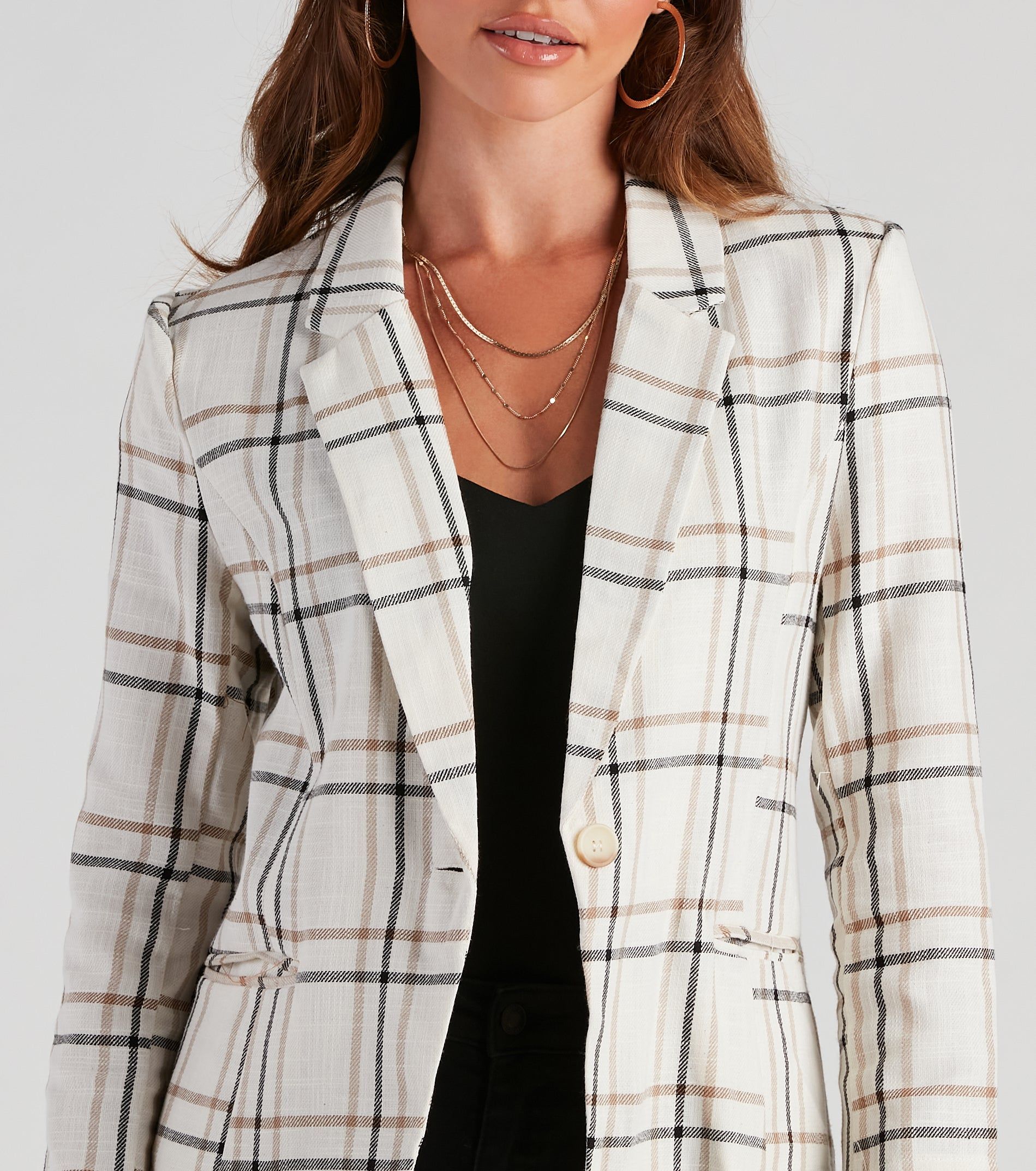 Plaid Haven Casual Woven Blazer sold by Windsor product image thumbnail 4