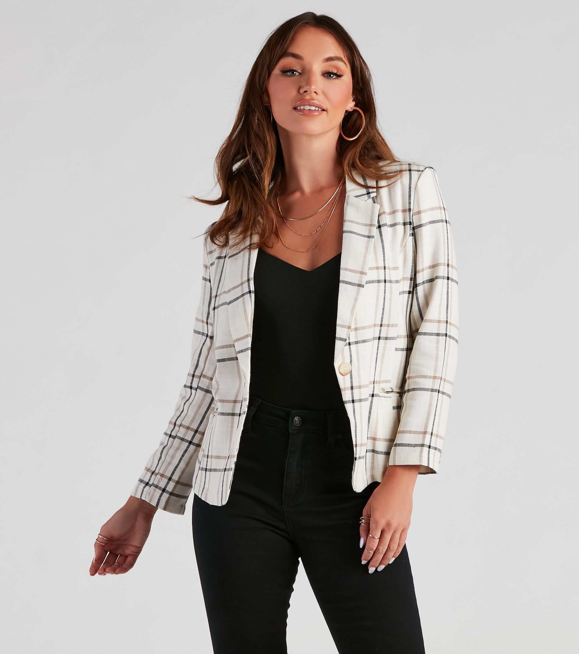 Plaid Haven Casual Woven Blazer sold by Windsor