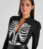 Sultry Skeleton Halloween Mock Neck Bodysuit sold by Windsor