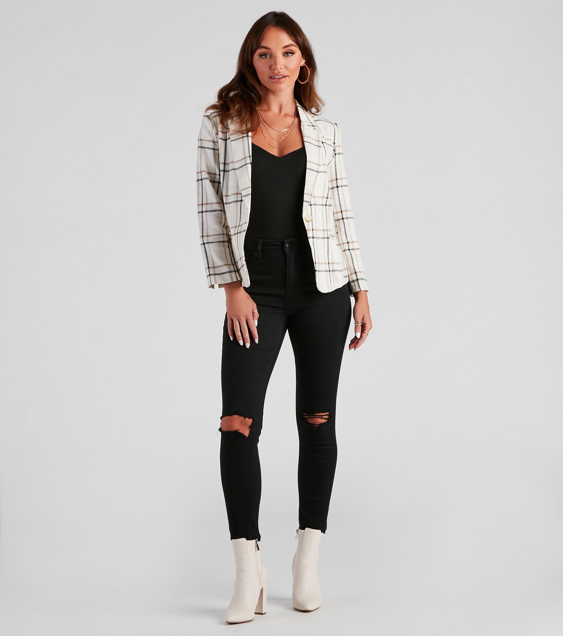 Plaid Haven Casual Woven Blazer sold by Windsor product image thumbnail 3