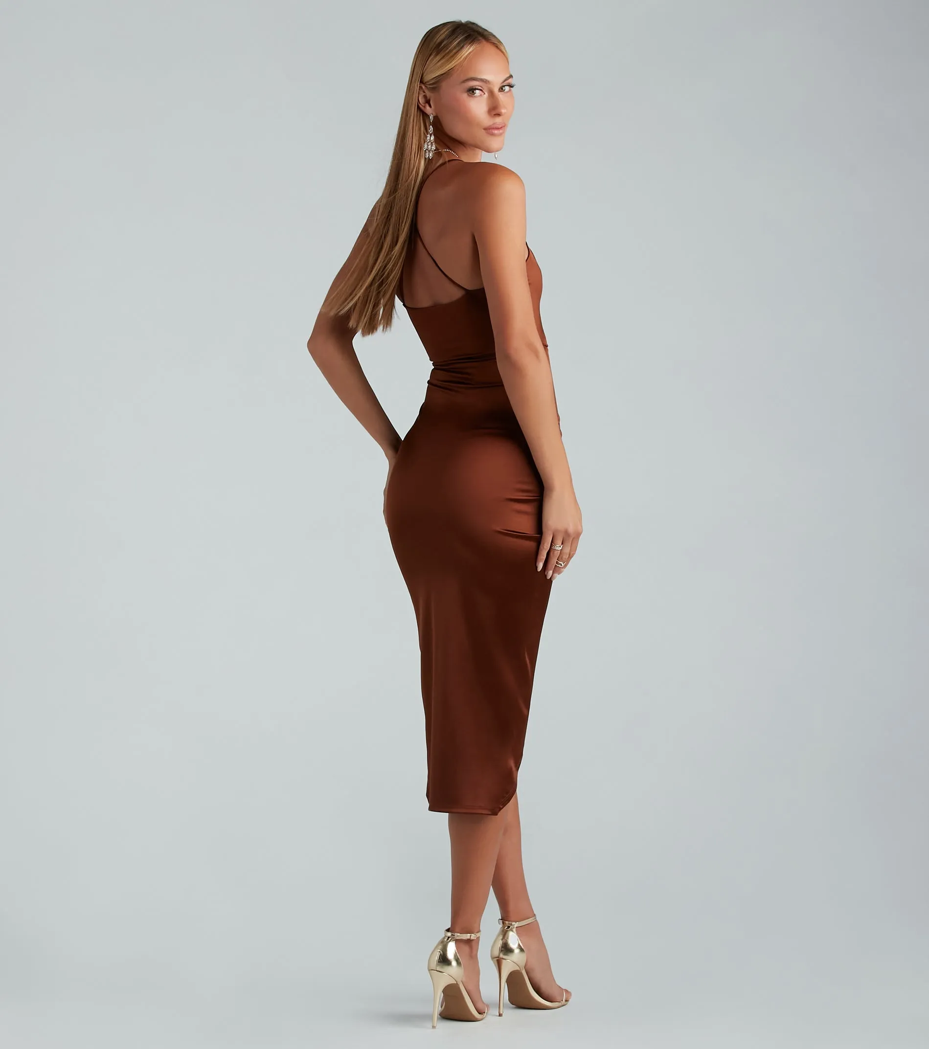 Lady Of The Hour Satin Wrap Midi Dress sold by Windsor product image thumbnail 2