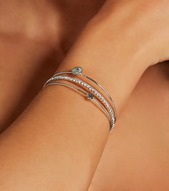 Night Sky Star And Moon Rhinestone Bracelet sold by Windsor