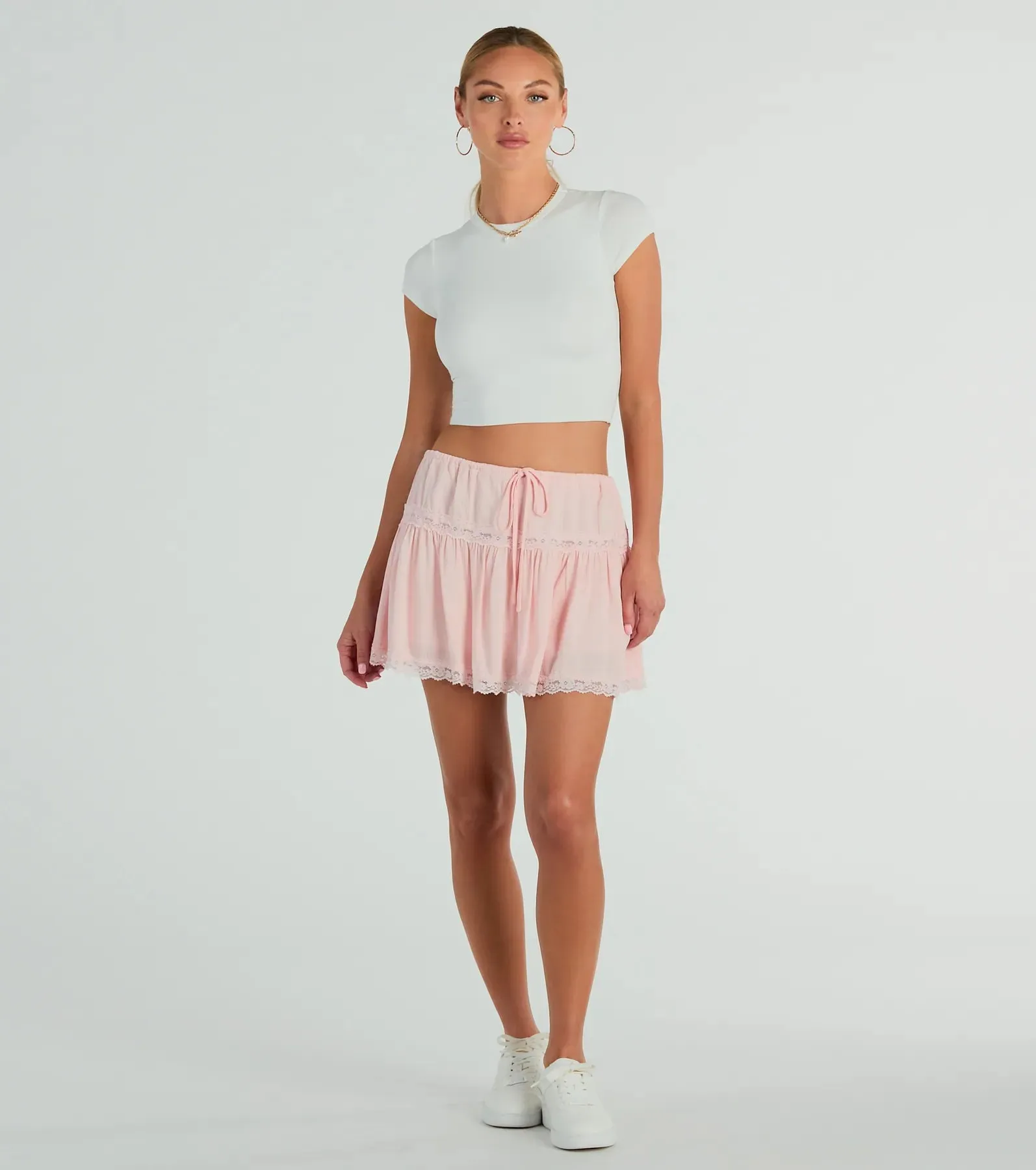 CLEARANCE - On The Prairie Lace Trim A-Line Mini Skirt sold by Windsor