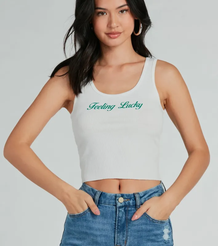 Feeling Lucky Graphic Tank Crop Top sold by Windsor