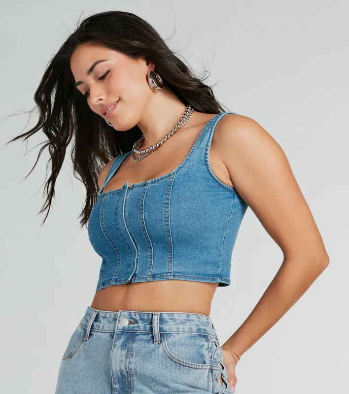 Got The Blues Sleeveless Denim Corset Top sold by Windsor