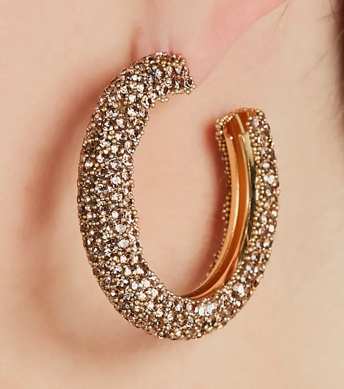 Glitzy Soiree Rhinestone-Beaded Hoop Earrings sold by Windsor