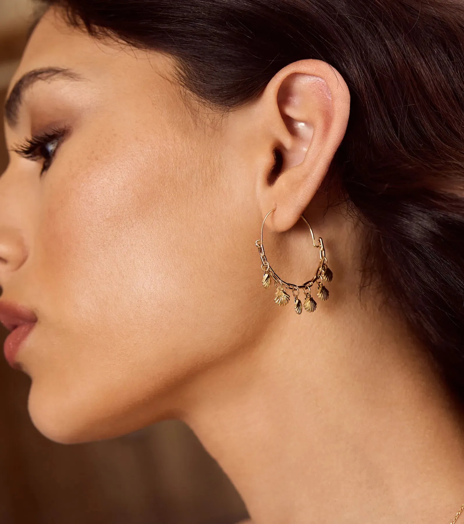 Sea Worthy Shell Charm Hoop Earrings sold by Windsor