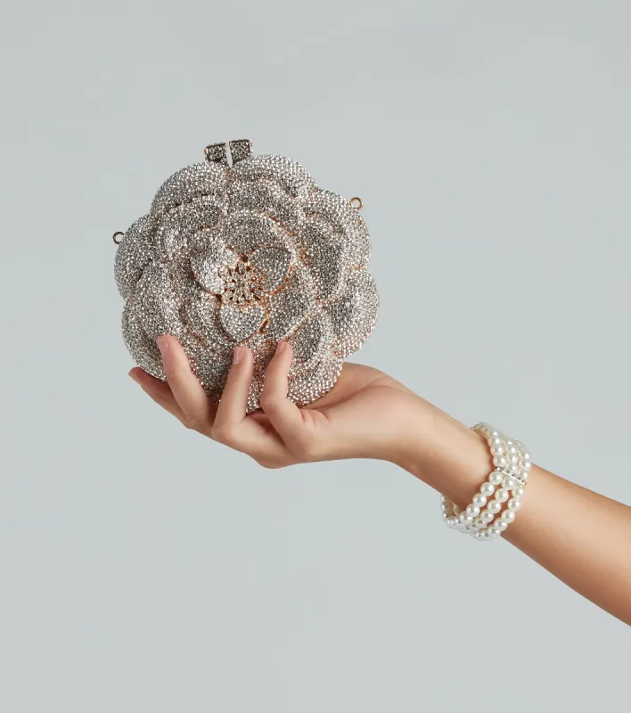 Divine Luxury Rhinestone Rose Minaudiere Bag sold by Windsor