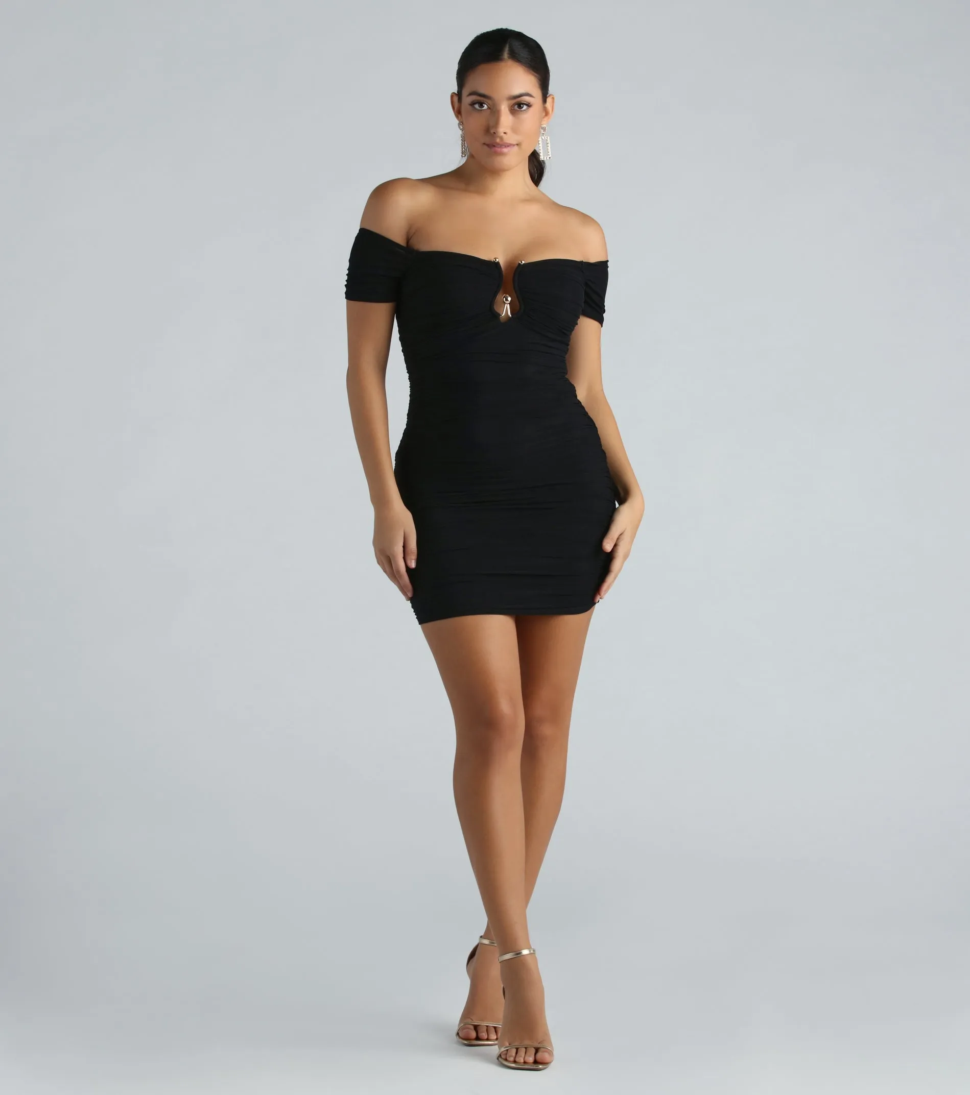 Show Off Mesh Off-The-Shoulder Mini Dress sold by Windsor product image thumbnail 3