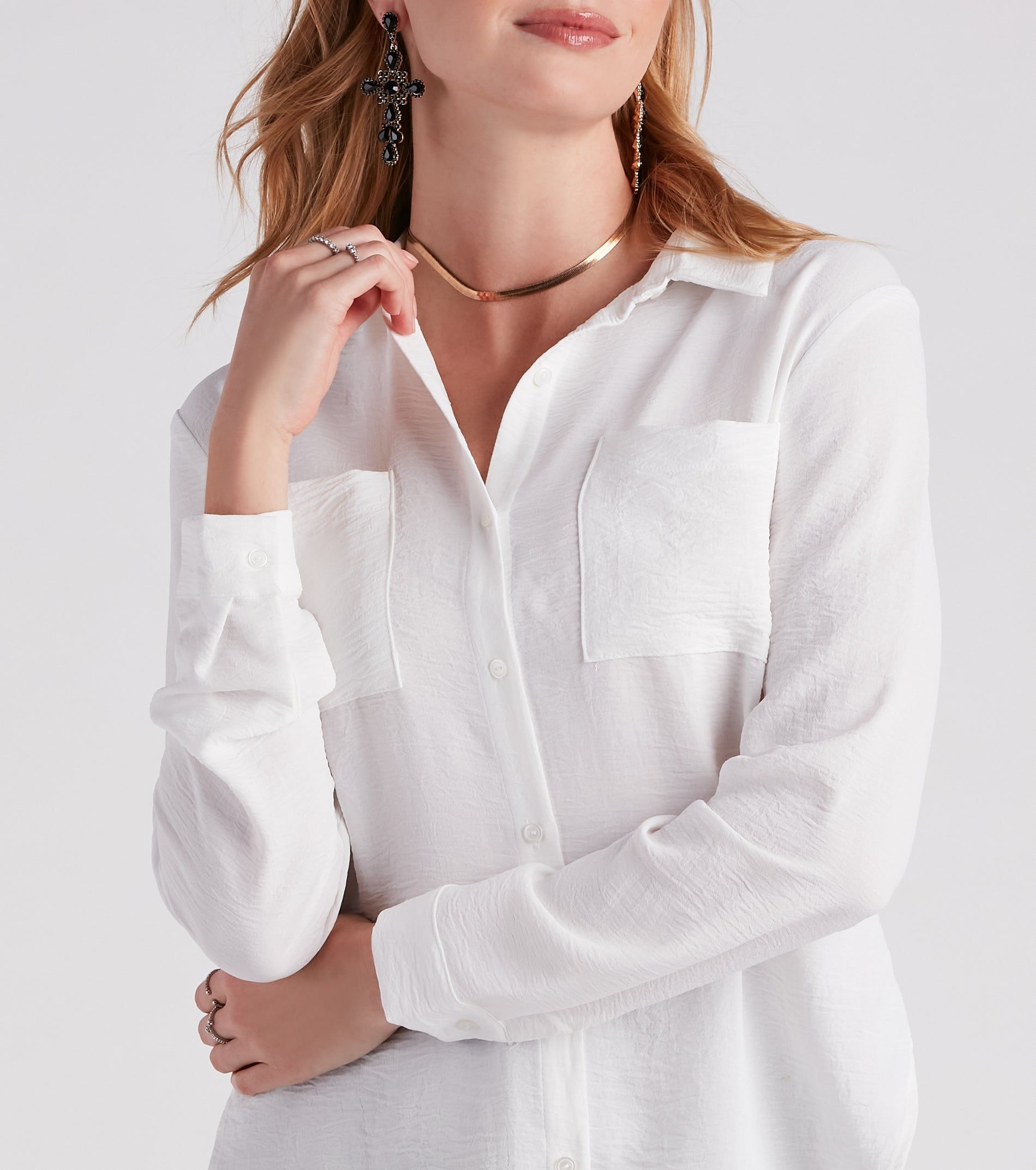Chic Bliss Long Sleeve Button Up Top sold by Windsor product image thumbnail 5