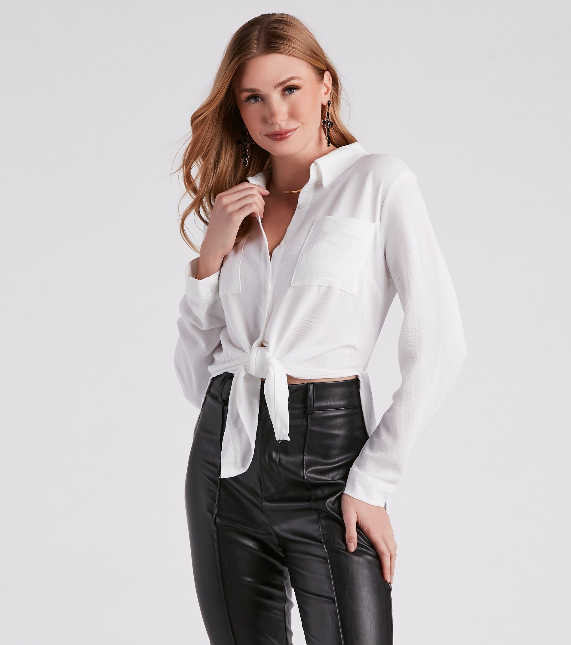 Chic Bliss Long Sleeve Button Up Top sold by Windsor