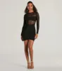 Major VIP Long Sleeve Sheer Mesh Bodycon Mini Dress sold by Windsor