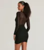 Major VIP Long Sleeve Sheer Mesh Bodycon Mini Dress sold by Windsor