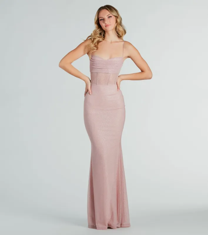 Liv Formal Glitter Corset Mermaid Long Dress sold by Windsor