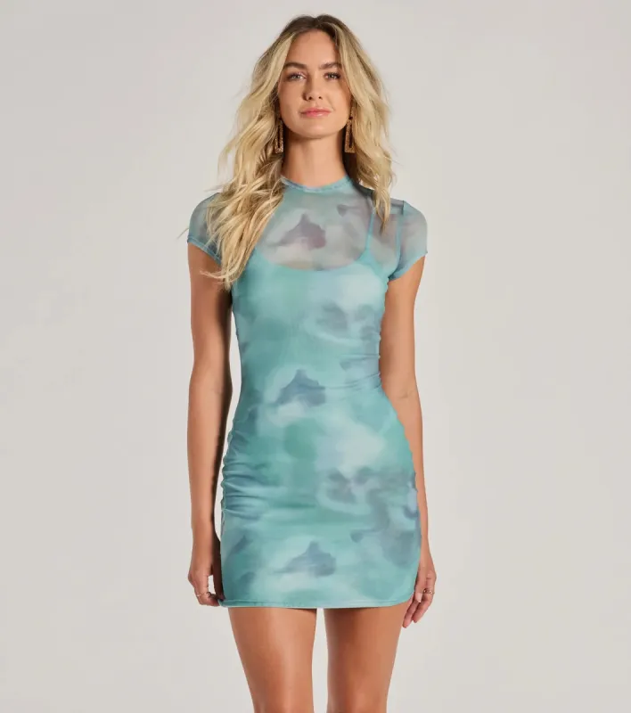 Love Impression Crew Neck Tie-Dye Bodycon Mini Dress sold by Windsor
