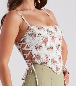 Floral Splendor Lace-Up Bustier sold by Windsor