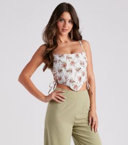 Floral Splendor Lace-Up Bustier sold by Windsor