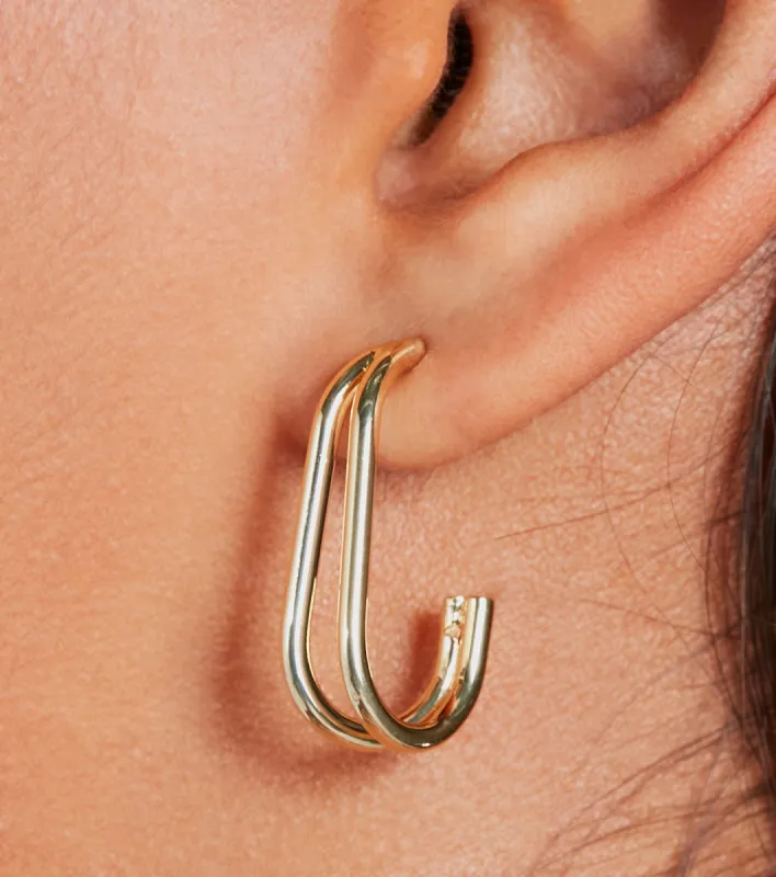 Gleaming 14K Gold Plated Curved Hoop Earrings sold by Windsor