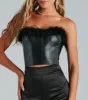 Call Me Fab Marabou Feather Faux Leather Corset sold by Windsor
