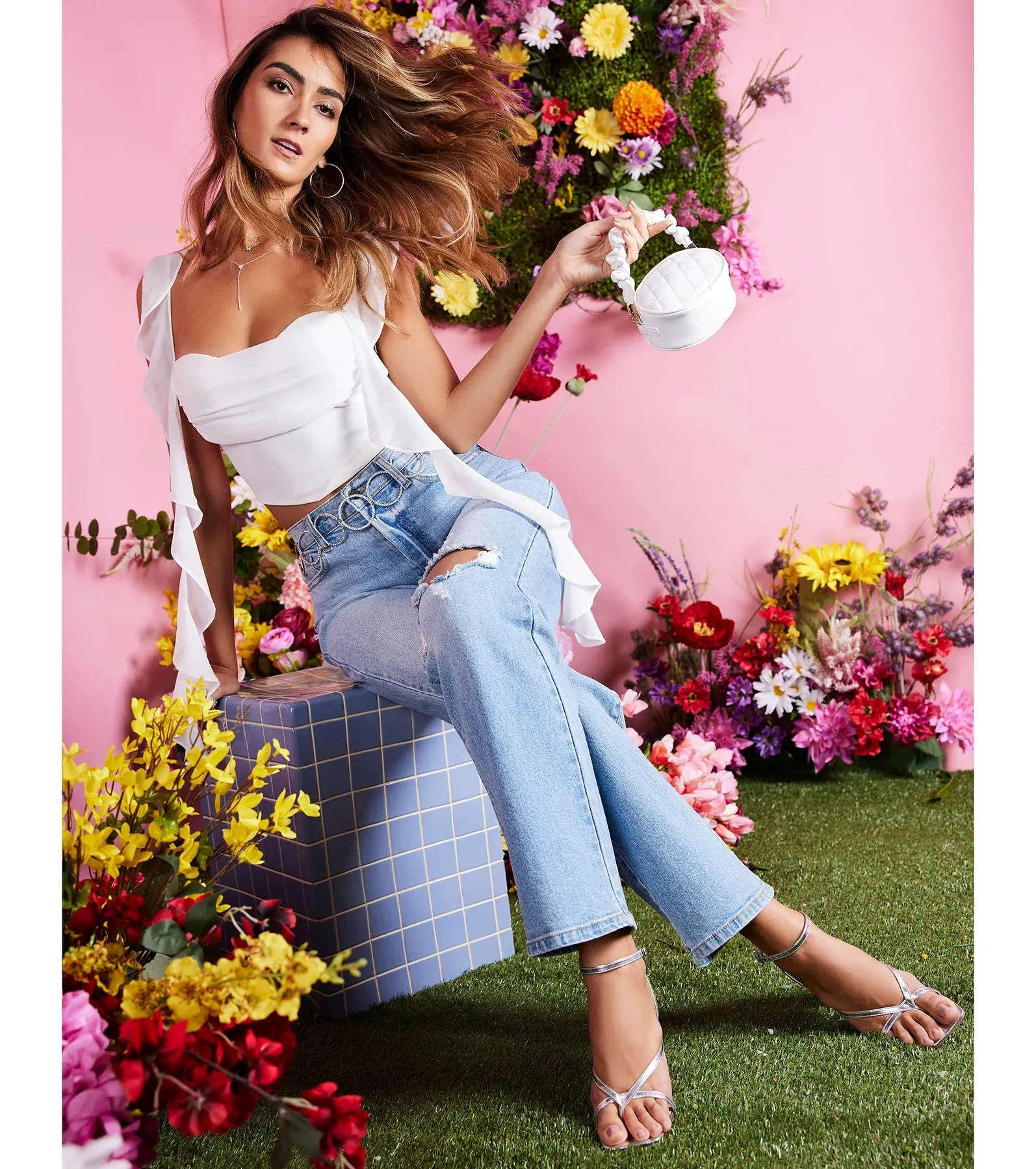 Sweetest Look Ruched And Ruffled Chiffon Crop Top sold by Windsor product image thumbnail 5