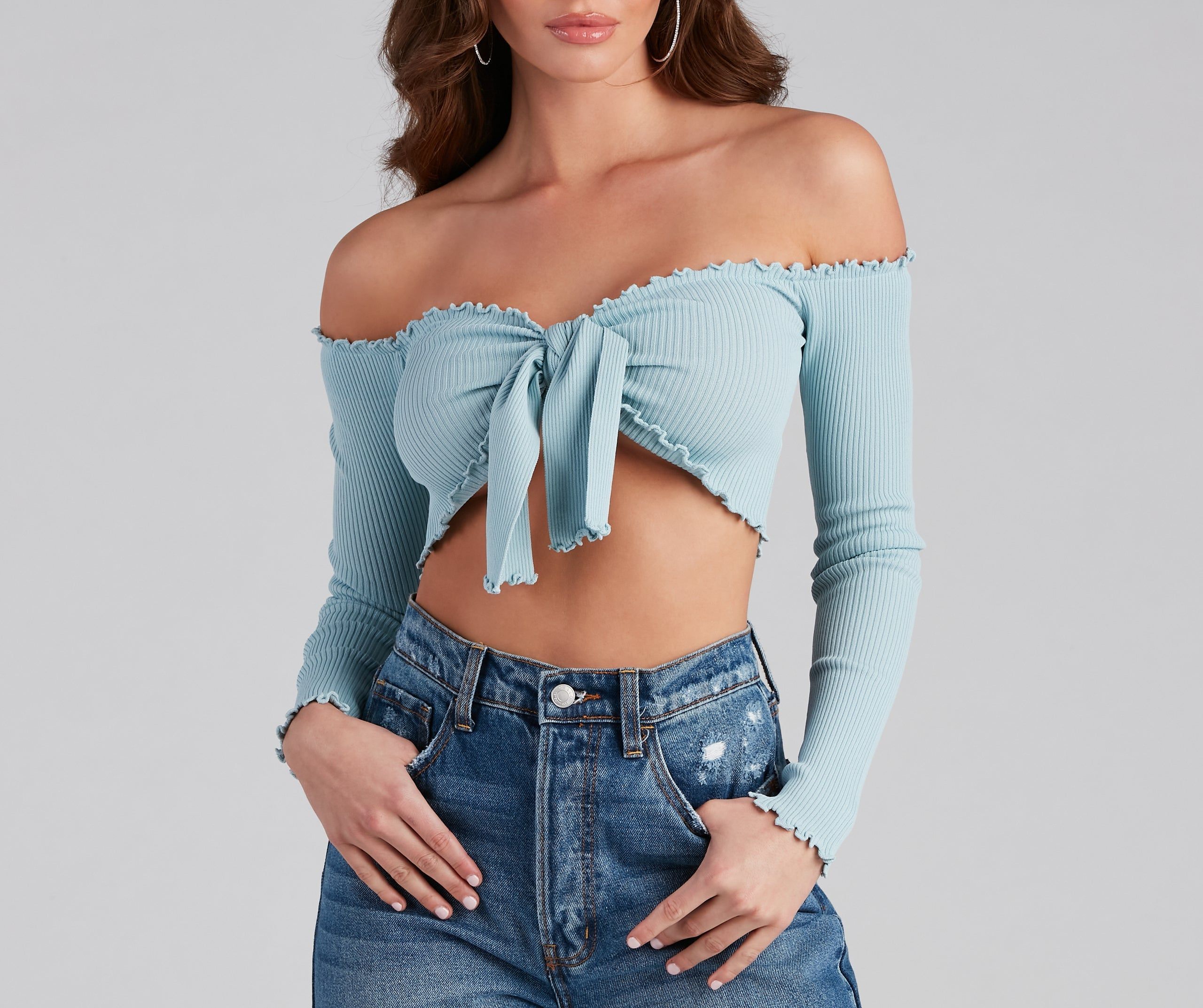 CLEARANCE - A Trendy Look Tie-Front Crop Top sold by Windsor product image thumbnail 4
