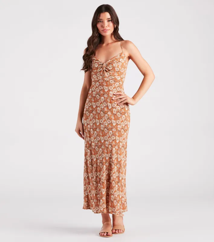 Pick Me Floral Lace-Up Maxi Dress sold by Windsor