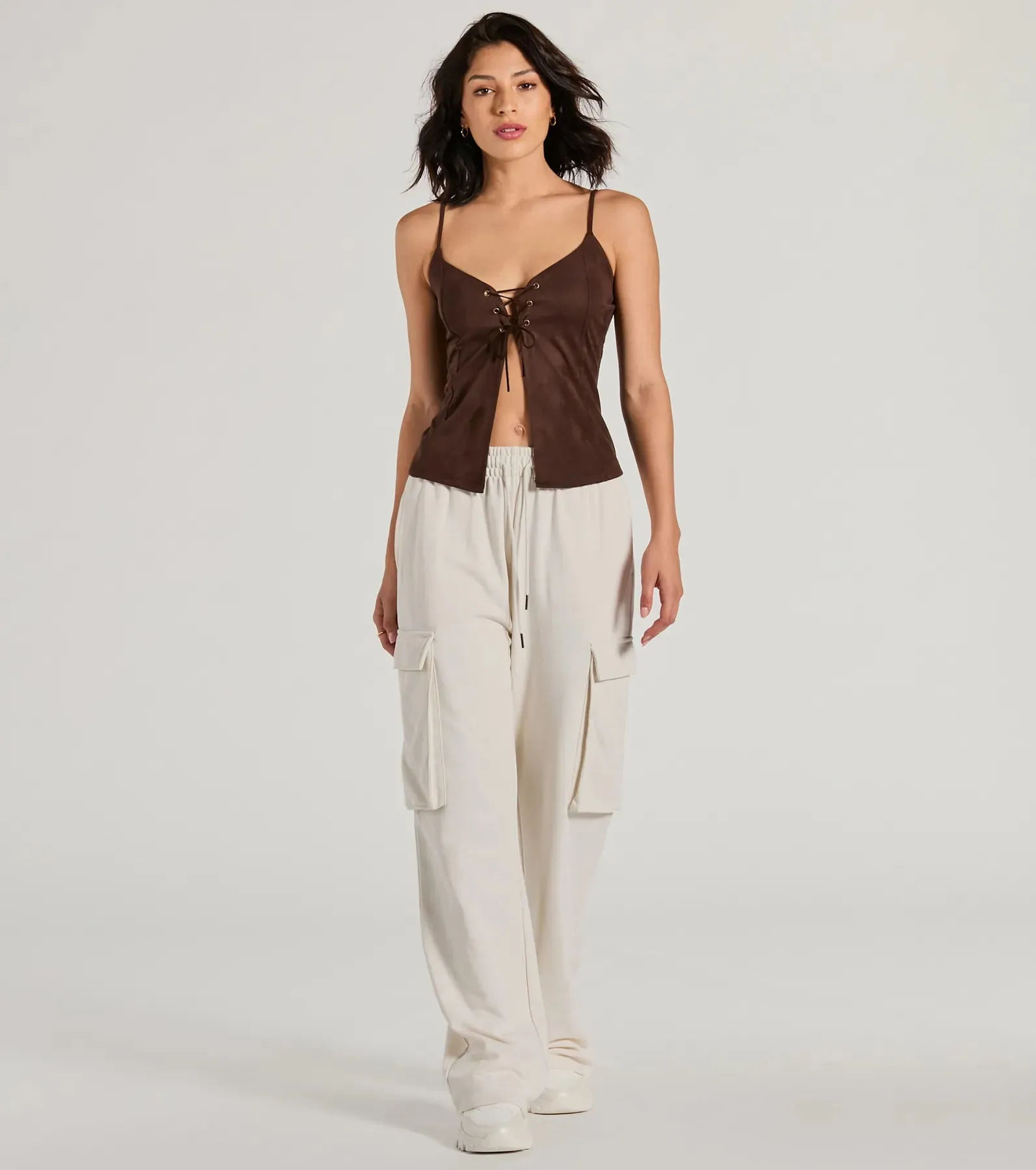 Treasured Trend Lace-Up Slit Crop Tank Top sold by Windsor product image thumbnail 4