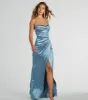 Lana Cowl Neck Mermaid Satin Glitter Formal Dress sold by Windsor