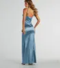 Lana Cowl Neck Mermaid Satin Glitter Formal Dress sold by Windsor