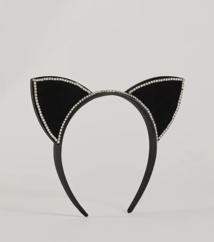 Feline Fatale Velvet Rhinestone Cat Ears sold by Windsor