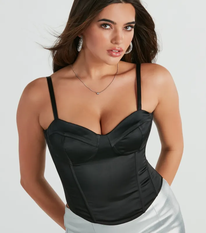 Elegant Nights Sleeveless Satin Bustier sold by Windsor