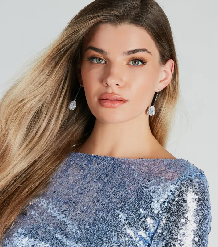 Sense Of Glamour Rhinestone Linear Earrings sold by Windsor