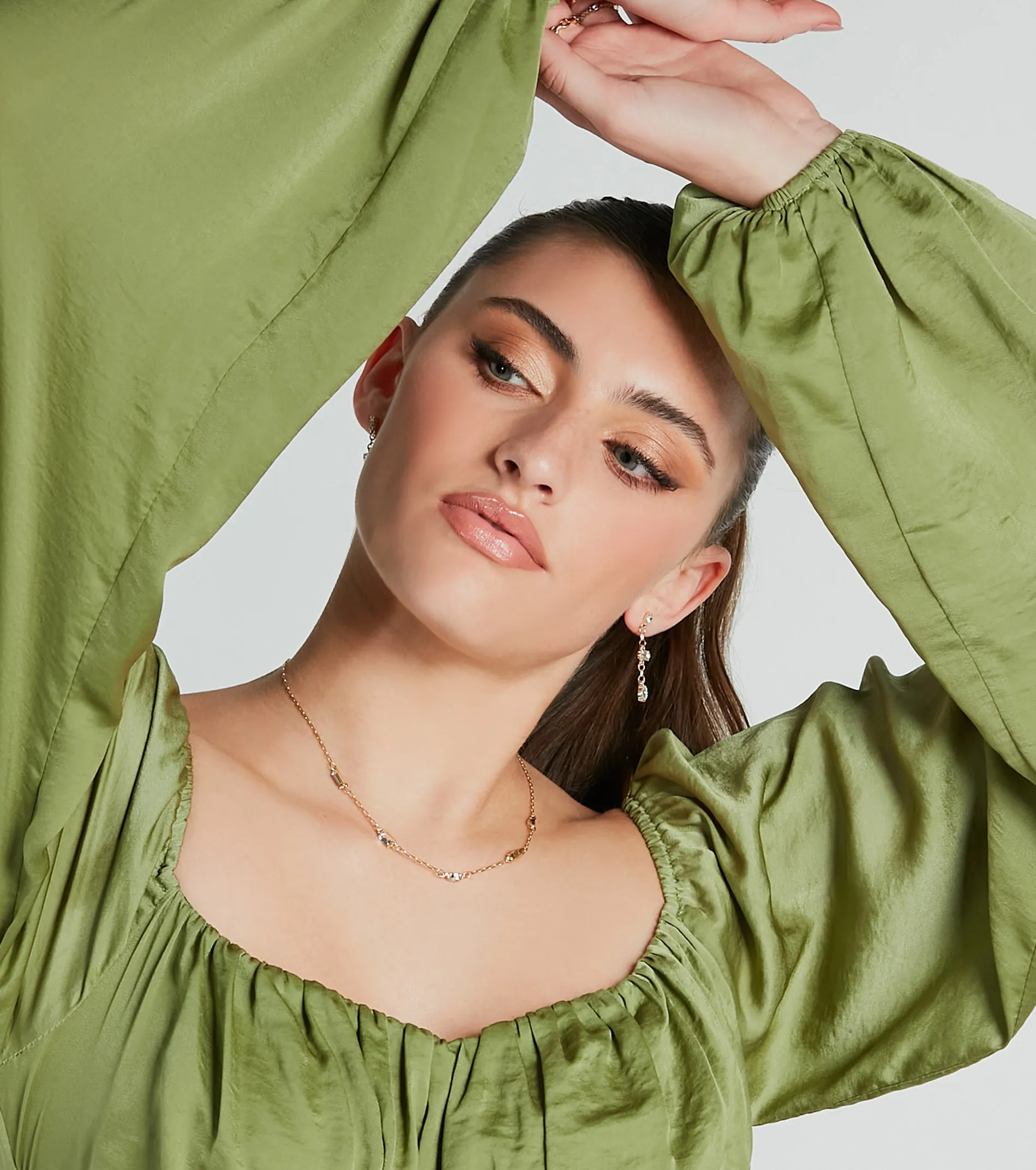 Effortless Glitz Rhinestone Necklace And Earrings Set sold by Windsor