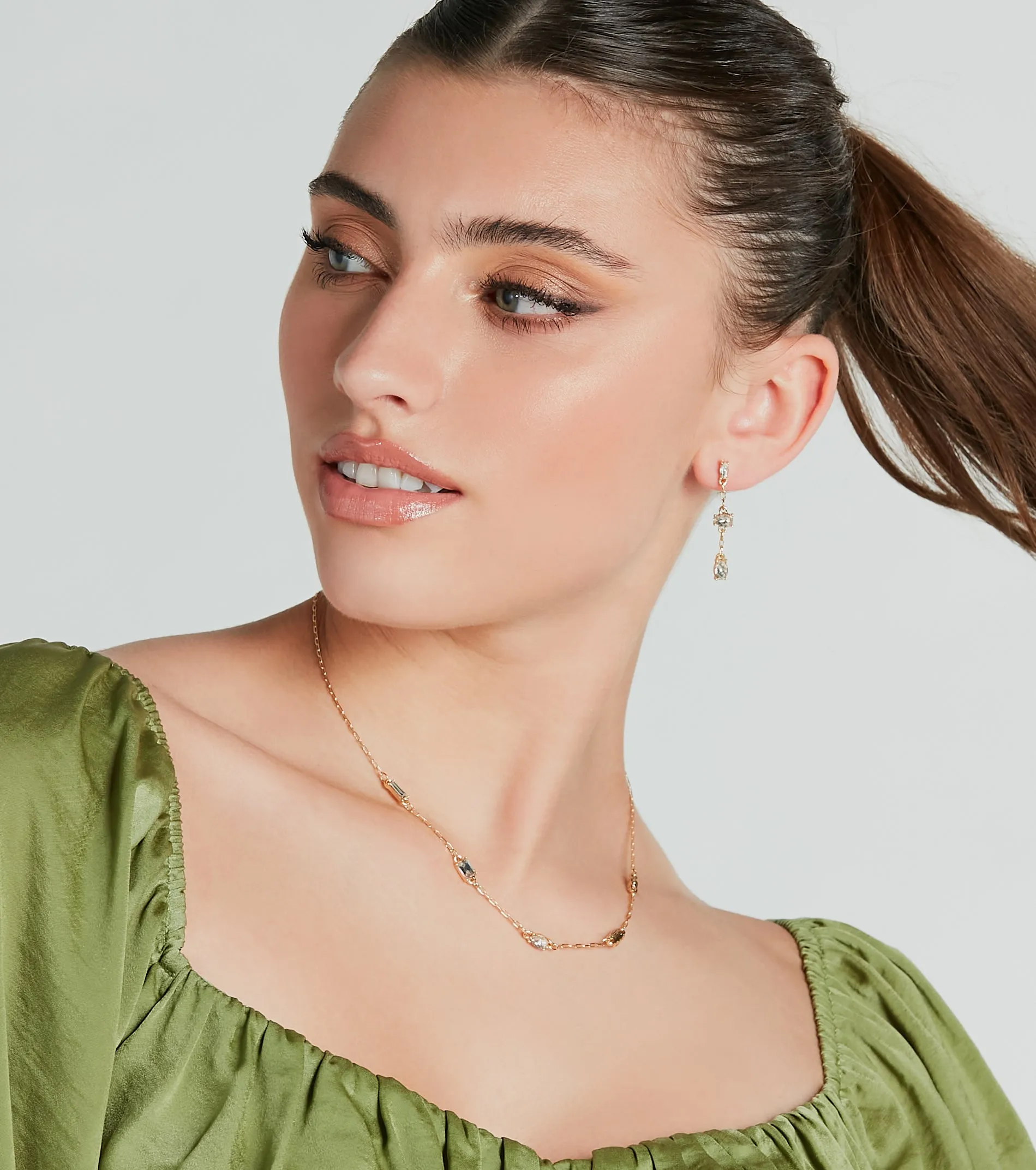 Effortless Glitz Rhinestone Necklace And Earrings Set sold by Windsor product image thumbnail 2