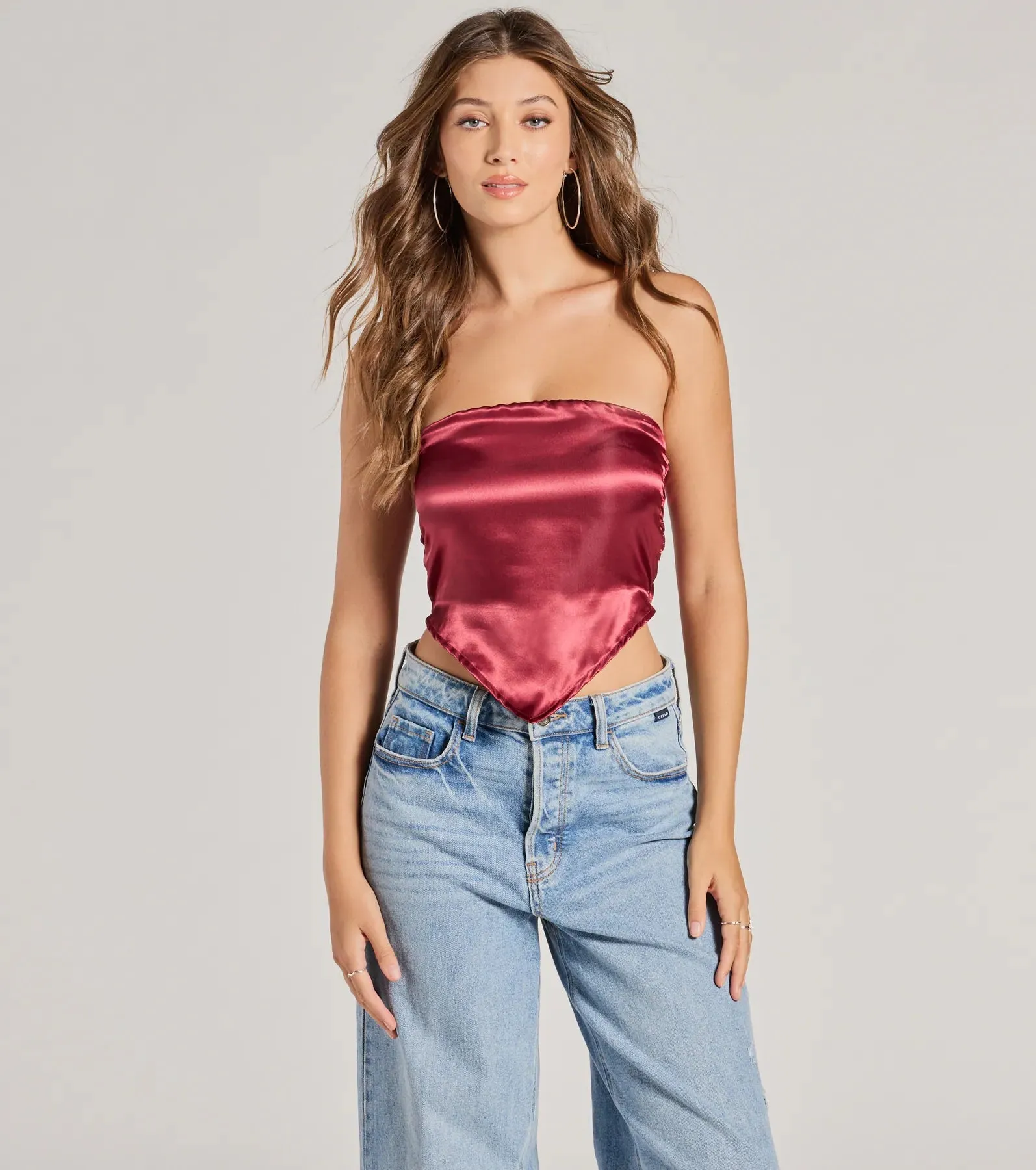 Chic Style Satin Cropped Tube Top sold by Windsor