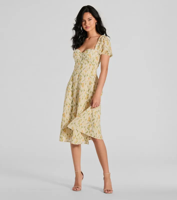When Life Gives You Lemons Sweetheart A-Line Midi Dress sold by Windsor