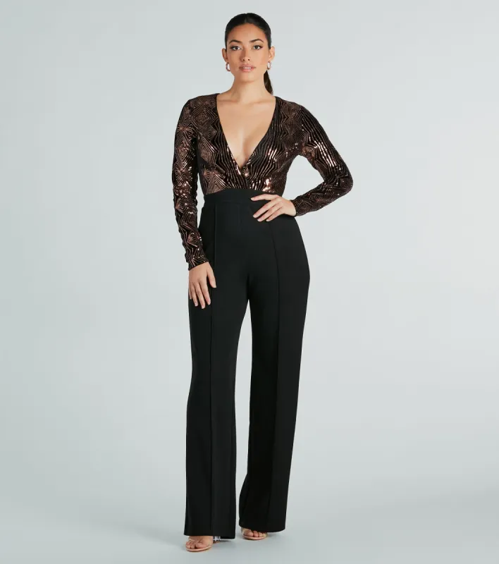 Gleam With Glamour Sequin Long Sleeve Jumpsuit sold by Windsor