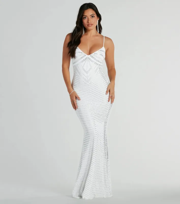 Leni V-Neck Mermaid Rhinestone Formal Dress sold by Windsor