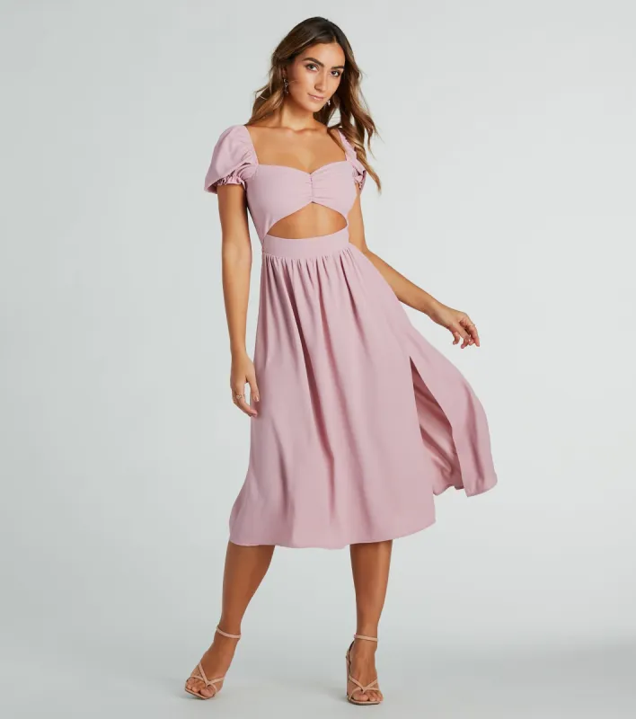 Adorable Factor Chiffon Sweetheart Midi Dress sold by Windsor