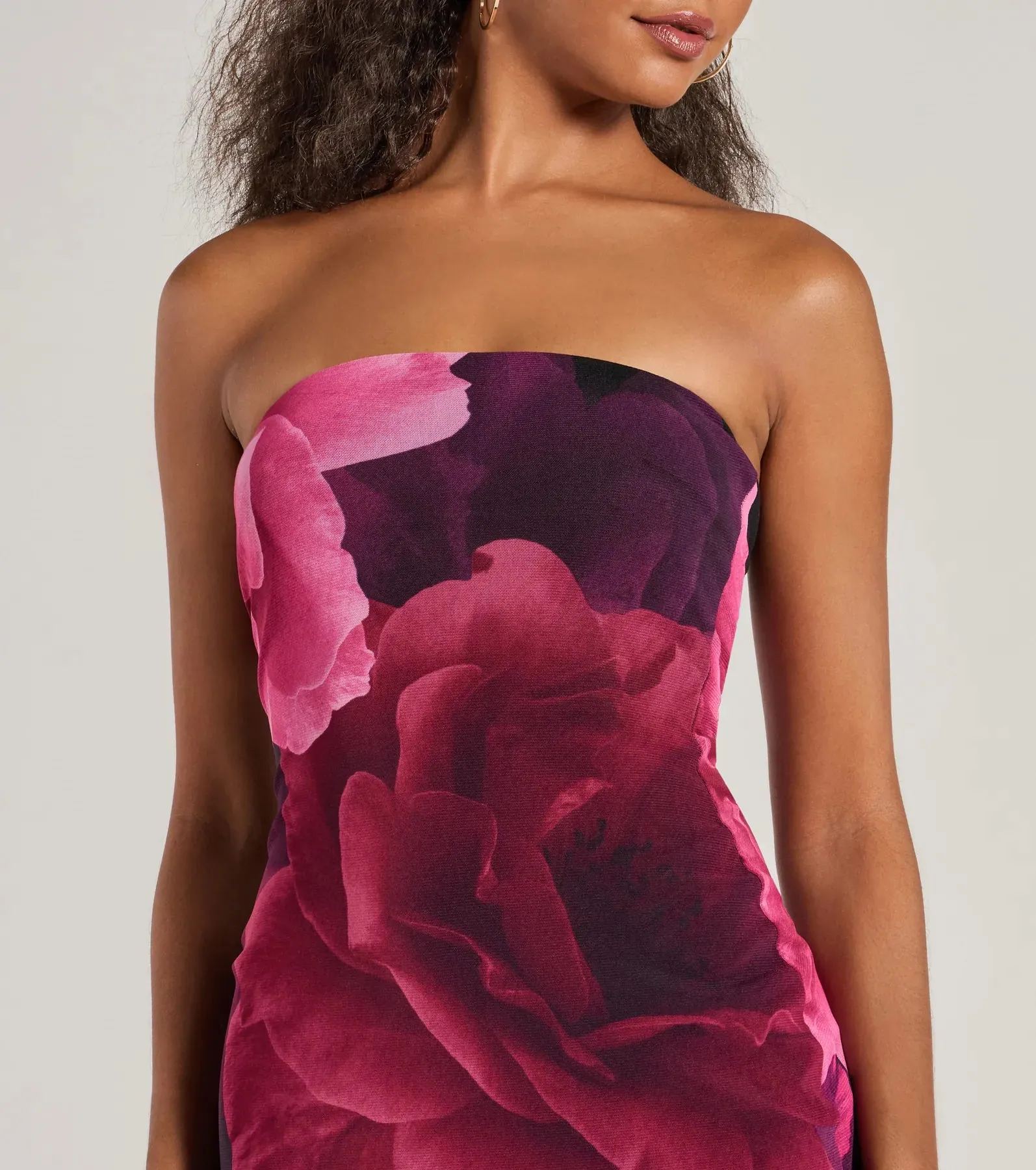Grandeur Blooms Strapless Slit Floral Maxi Dress sold by Windsor product image thumbnail 4