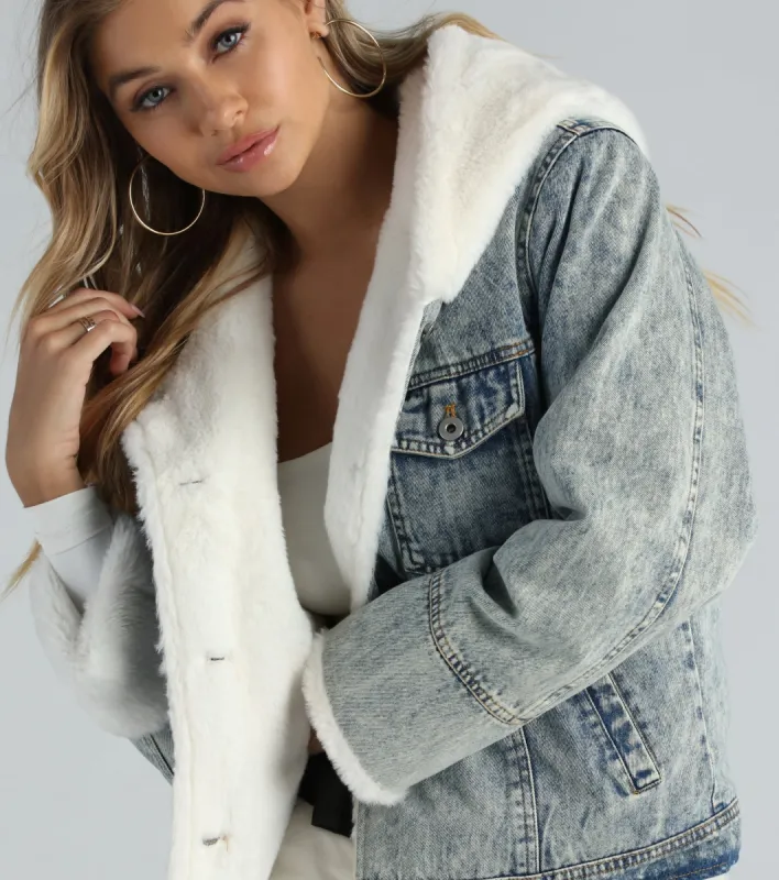 All The Feels Faux Fur Lined Denim Jacket sold by Windsor